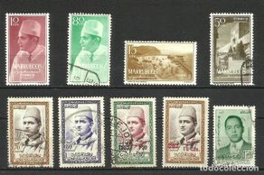 Timbres: España, Marruecos, reino independiente, 9 sellos nuevos y usados
